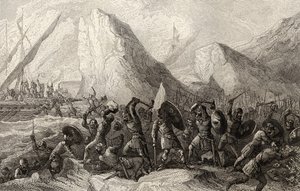 De Normandiërs worden vernietigd aan de Galicische kusten van Spanje in c.969 door Spanish School
